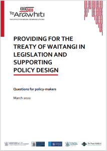 Cover for Providing for the Treaty of Waitangi in legislation
