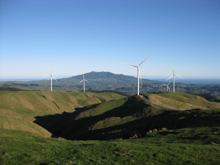 Image of onshore wind turbines at Te Uku