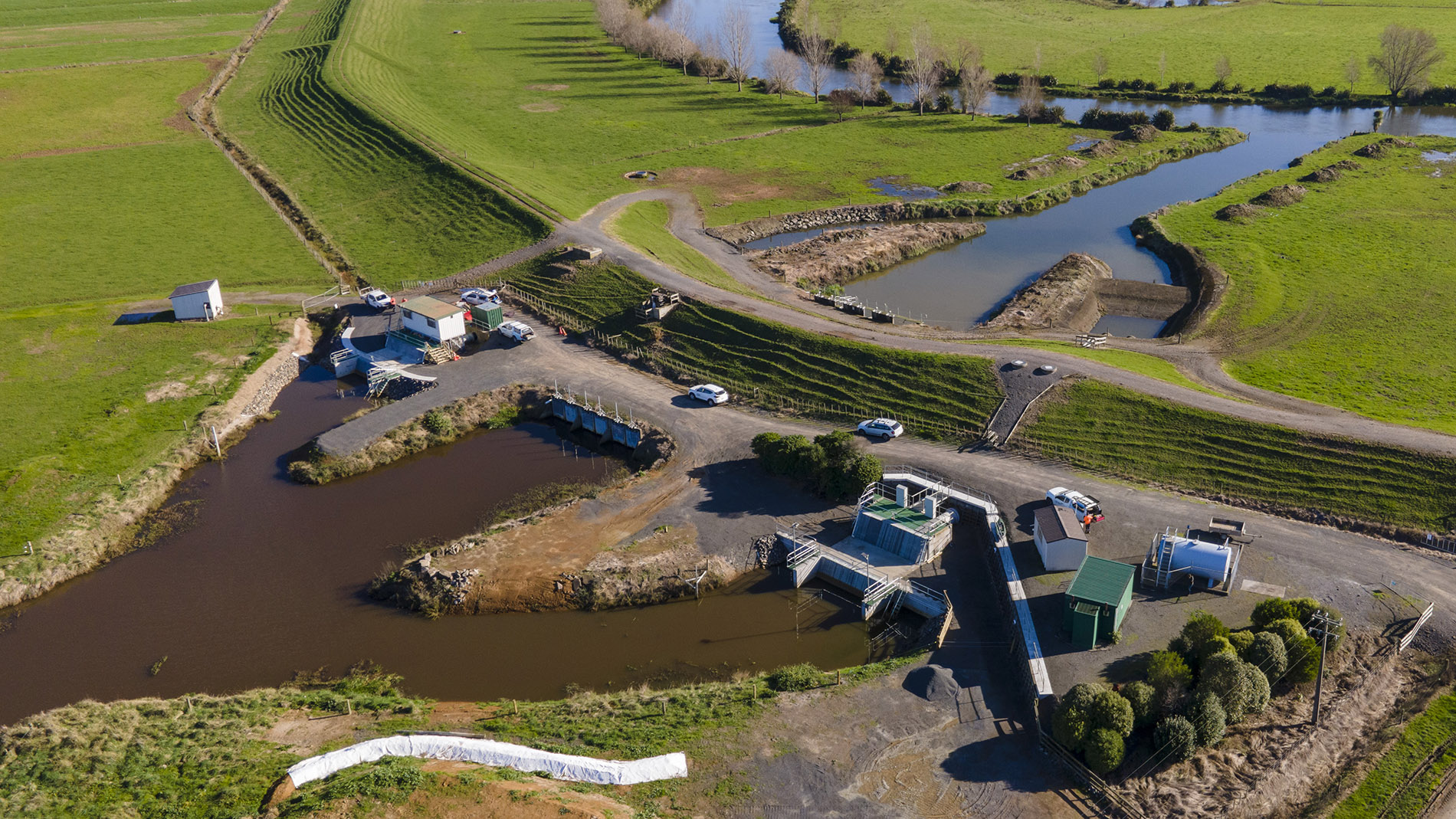 Aerial image of the Roger Harris Pump in Paeroa