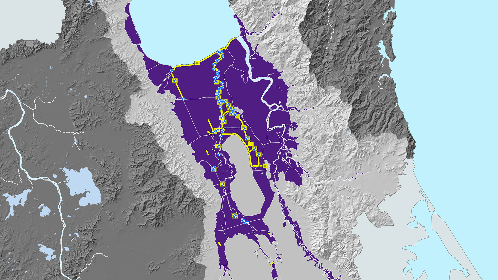 Map of flood protection scheme around Piako river