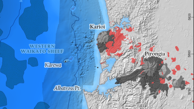 Image of the map of volcanoes on the west coast