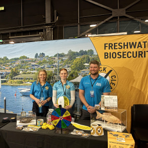 Staff from Biosecurity NZ and Waikato Regional Council at the freshwater biosecurity stand