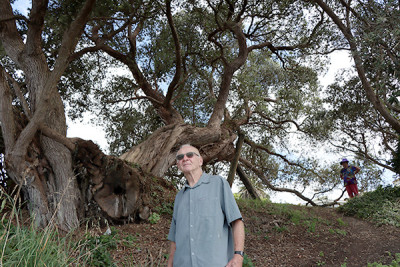 Ray Montgomery and Te Papa o Karewa, which is being undermined by coastal erosion.