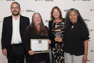 Maeroa teachers collecting their award