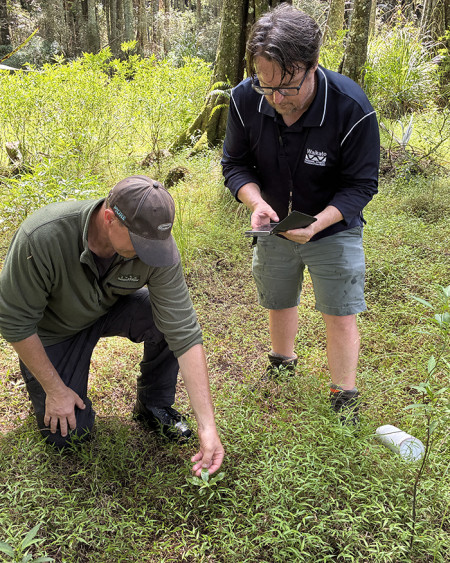Image of two people standing in a wetland